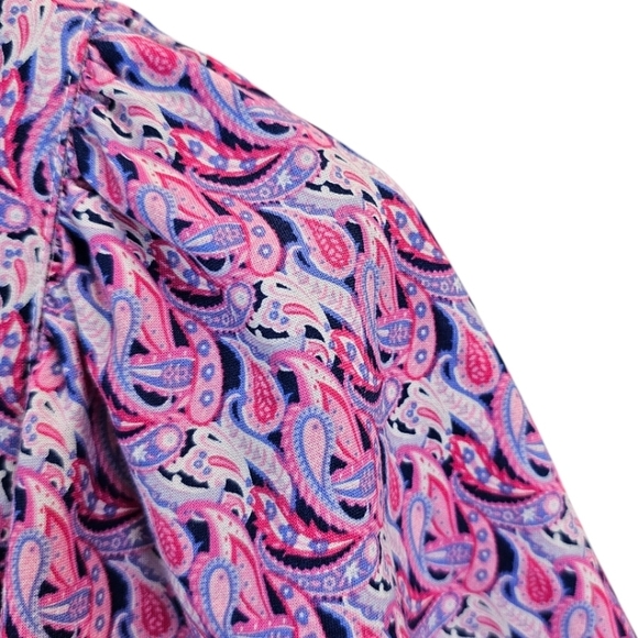 NWT Simply Southern Pink Paisley Smocked Top With Ruffle Hem Size Large Coastal - Picture 9 of 13